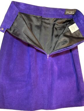 Suede Skirt Split Cowhide Outerwear By Phoenix 3/4 23x18 Purple USA Vintage